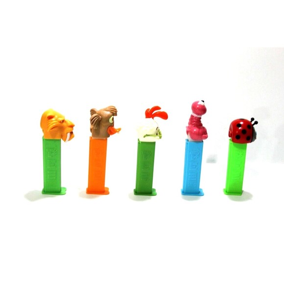 Pez Dispensers Chicken Little Abby Pink Worm Diego Lady Bug with Feet Lot of 5 - Picture 2 of 6